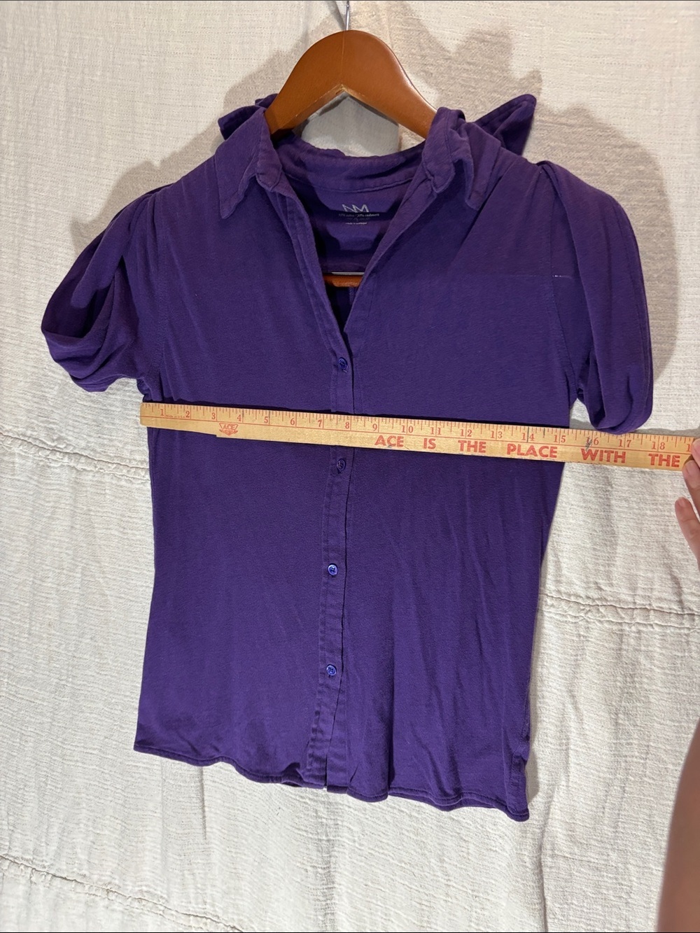 NM Luxury Essentials Cashmere Blend Purple Button-Down Long Sleeve Shirt - Picture 10 of 11